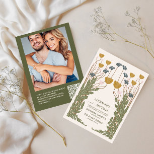 Invitation QR Code Vintage Floral Art Nouveau Mariage