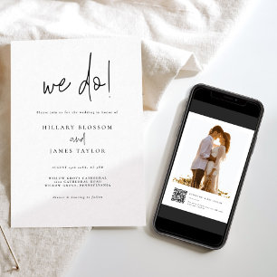 Invitation QR Code Whimsical Photo moderne Nous faisons Maria
