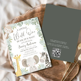 Invitation QR Code Wild One Safari Animaux Baby shower