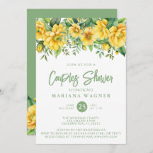 QR Code Yellow Sage Floral Couples Shower