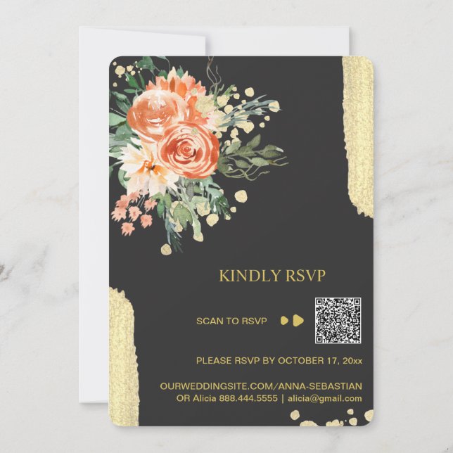 Invitation *~* QR NOUS FAISONS AR15 Rose Rose Floral MARIAGE  (Dos)