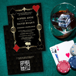 Invitation QR Or Art Déco Casino Vegas Poker Mariage Années 1
