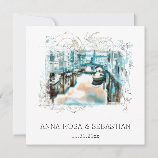 Invitation *~* QR POSITANO Italie Scroll AR20 RSVP Mariage (Devant)