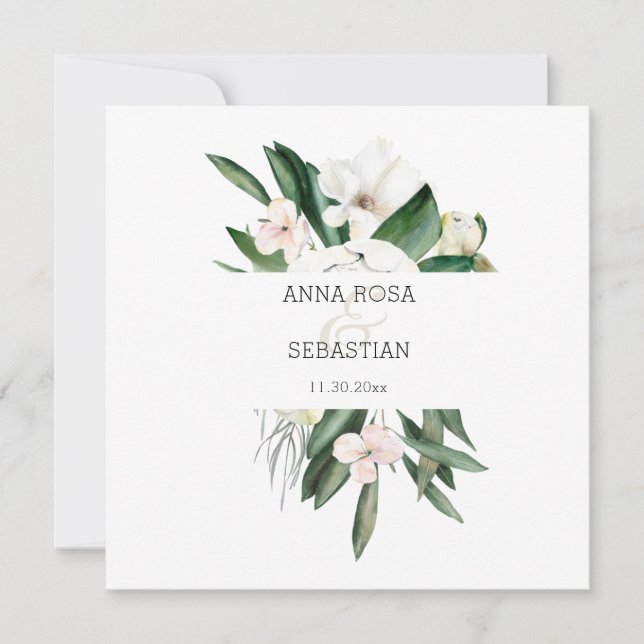 Invitation *~* QR RSVP AR15 Mariage de cadre de pivoine flora (Devant)