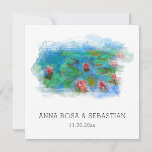 Invitation *~* QR RSVP MONET LILY POND AP12 RSVP Mariage