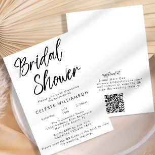 Invitation QRCode minimaliste moderne manuscrit pour une baby