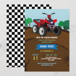 Invitation Quad Bike Birthday Invitation Piste d'a
