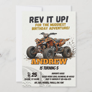Invitation Quad Personnel Anniversaire Tout-Terrain Garçon Co