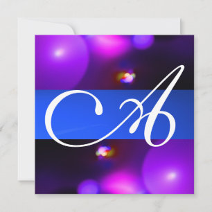 Invitation QUANTUM BUBBLE MONOGRAM violet bleu rose