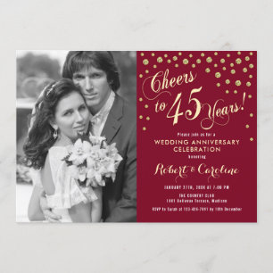 Invitation quarante-cinquième Anniversaire avec la photo -
