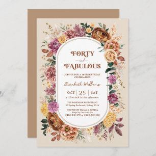 Invitation Quarante et fabuleux Boho Fall Floral 40e annivers