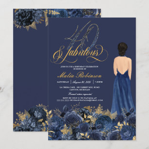 Invitation Quarante et fabuleux Elegant Sapphire Anniversaire