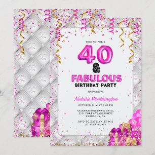 Invitation Quarante fabuleux Gold Pink 40e anniversaire