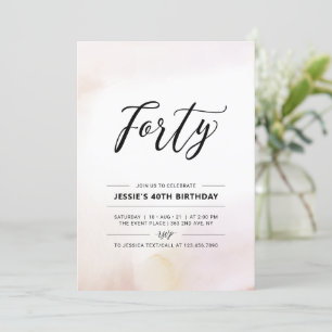 Invitation Quarante   Fête d'anniversaire minimal 40 ans aqua