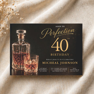 Invitation Quarantième anniversaire Aged to Perfection Or Noi