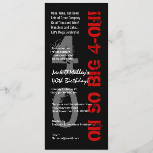 Invitation quarantième Anniversaire oh 4 oh W1482 grands
