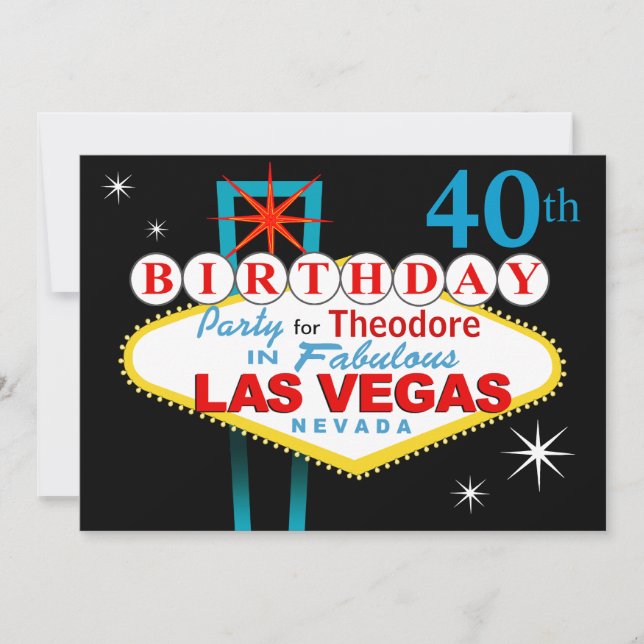 Invitation Quarantième fête d'anniversaire de Las Vegas (Devant)