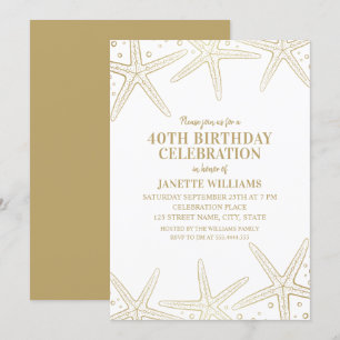 Invitation Quarantième fête d'anniversaire d'étoiles de mer