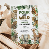 Quatre animaux sauvages de la jungle 4e anniversai
