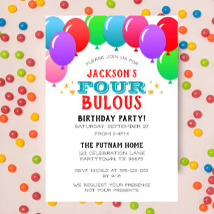 Invitation QUATRE-bulles 4e anniversaire Bannière Bleu