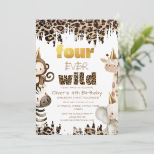Invitation Quatre Ever Wild Safari Party 4e Anniversaire