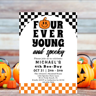 Invitation Quatre Ever Young Retro Halloween 4ème Fête d'anni