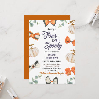 Invitation Quatre fois arc de citrouille d'anniversaire Hallo