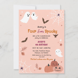 Invitation Quatre fois Spooky Halloween Anniversaire Chauves-