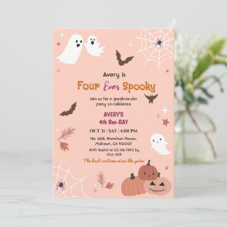 Invitation Quatre fois Spooky Halloween Anniversaire Chauves-
