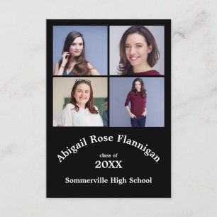Invitation Quatre Photos Collage Noir- 3x5 Graduation
