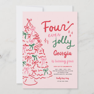 Invitation Quatre Toujours Jolies Coquette Noël 4ème Annivers
