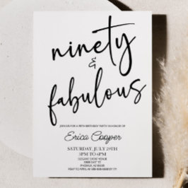 Invitation Quatre-vingt-dix et fabuleux Minimal 90e anniversa