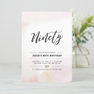 Invitation Quatre-vingt-dix Minimal Fête d'anniversaire 90 an