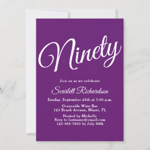 Invitation Quatre-vingt-dix Script moderne Automne violet 90e