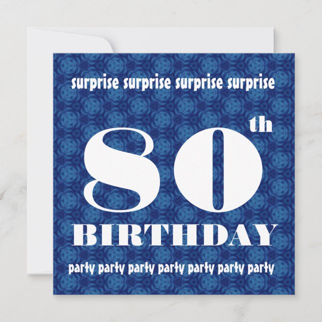 Invitation quatre-vingtième Blanc bleu W1888 de fête (Devant)
