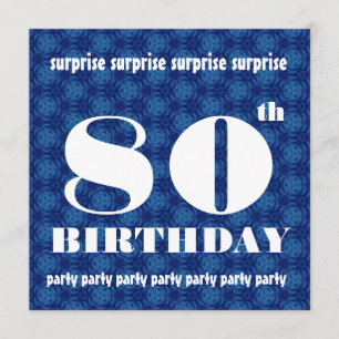 Invitation quatre-vingtième Blanc bleu W1888 de fête