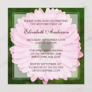Invitation Quatre-vingtième fête d'anniversaire de marguerite