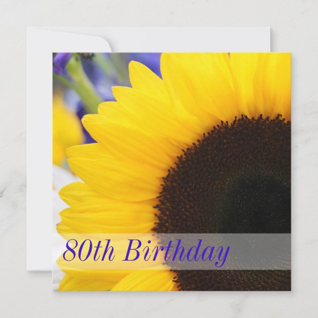 Invitation Quatre-vingtième fête d'anniversaire de tournesol (Devant)