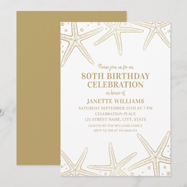 Invitation Quatre-vingtième fête d'anniversaire d'étoiles de (Devant / Derrière)