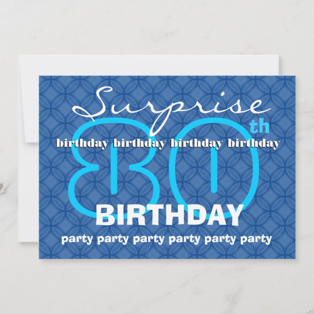 Invitation quatre-vingtième Le bleu moderne d'anniversaire de (Devant)