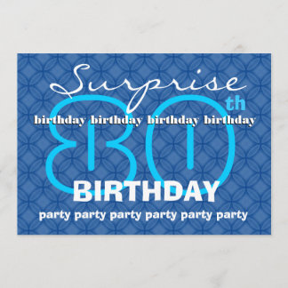 Invitation quatre-vingtième Le bleu moderne d'anniversaire de