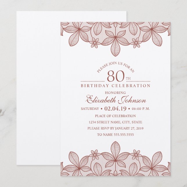 Invitation quatre-vingtième Papier d'emballage rustique de (Devant / Derrière)