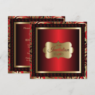 Invitation Quatre-vingtième texte rouge-foncé de la fête