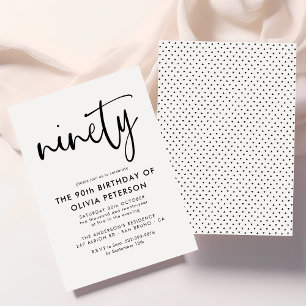 Invitation Quatre-vingts 90e Soirée d'Anniversaire Noir & B