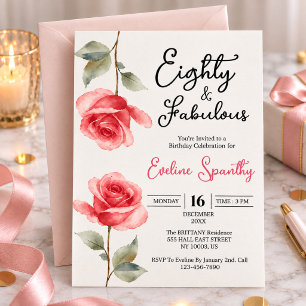 Invitation Quatre-vingts et Fabuleux Floral 80e Anniversaire