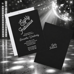 Invitation Quatre-vingts & Fabuleux Anniversaire Noir Blanc
