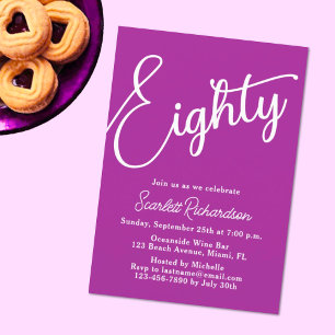 Invitation Quatre-vingts Script moderne rose foncé 80e annive