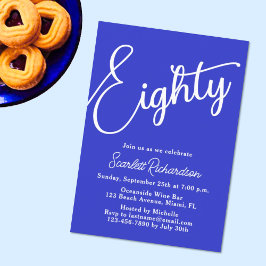 Invitation Quatre-vingts Script moderne Royal Blue 80e annive