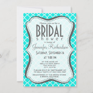 Invitation Quatrefoil Turquoise Lumineux