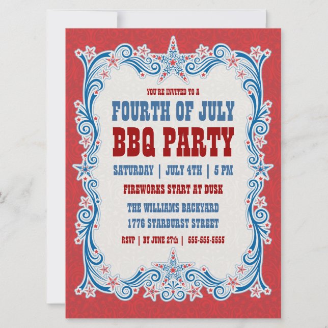 Invitation Quatrième de cru d'invitation de partie de BBQ de (Devant)